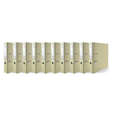 Abbildung von Netuno 10x Akten Ordner Vanille glänzend DIN A4 Ekobox Premium Edition 2 Ring Mechanik Ringorder 75 mm Kunststoff breit Büroordner Plastikordner Briefordner Ringmappe breiter Aktenordner