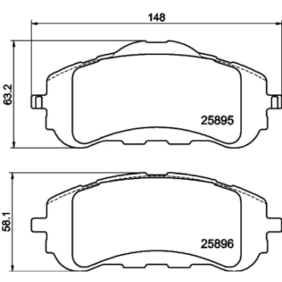 Abbildung von HELLA 8DB 355 021 321 Bremsbelagsatz nicht für Verschleißwarnanzeiger vorbereitet mit Bremssattelschrauben Zubehör PEUGEOT: 308 SW 2