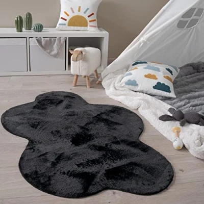 Abbildung von Paco Home Teppich &quot;Pelt 640 Wolke&quot;, wolkenförmig, Kunstfell, Uni Farben, sehr weicher Flor