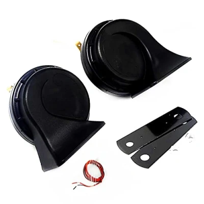 Abbildung von YIYIDA Autohupe Car Horn Autoschneckenhörner 130DB LKW Hupe Lufthorn Doppeltonlautsprecher Schwarzes elektrisches Hochton und Tieftonhorn Wasserdichte Hupen für 12V Auto Motorrad Yacht usw