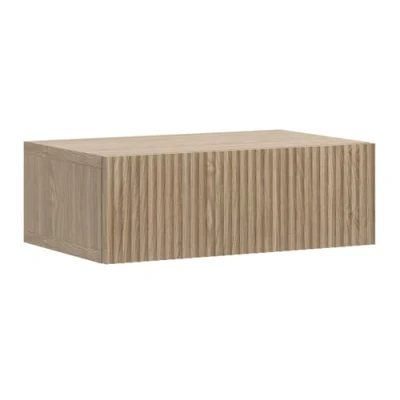 Abbildung von Selsey Nachttisch Beistellschrank Beistelltisch Nachtschrank 50 cm Hängend mit Schublade Eiche Geölt Gefräste Fronten Nolie