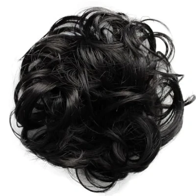 Abbildung von CAISHA Haarteil Haargummi Hochsteckfrisuren Brautfrisuren Voluminös Gelockt Unordentlich Dutt Kunstfaser DM15cm Schwarzbraun G41A