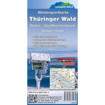 Abbildung von Wintersportkarte Thüringer Wald: Ruhla Großbreitenbach: Reiß und wetterfest. Loipen Skiwanderwege, Winterwanderwege, UTM Gitter zur GPS Nutzung