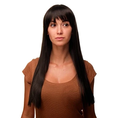 Abbildung von WIG ME UP GFW373 4 Perücke modern Dunkelbraun Pony gerader Schnitt elegante glatte Haare 60 cm