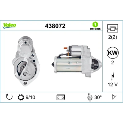 Abbildung von VALEO NEW ORIGINAL PART 438072 Anlasser 12 2 10 SKODA: Superb I Limousine, AUDI: A4 B7 Avant, A6 C6 B6 VOLKSWAGEN: TRANSPORTER 4 Bus