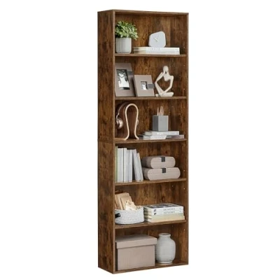 Abbildung von VASAGLE Bücherregal, mit 6 Ebenen, Standregal, Aufbewahrungsregal, für Wohnzimmer, Büro, Schlafzimmer, Arbeitszimmer, industrieller Stil, 24 x 60 178,5 cm, vintagebraun LBC169K01