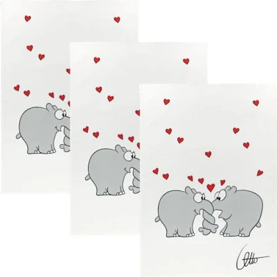 Abbildung von Kracht Geschirrtuch &quot;Ottifant&quot; 3er Pack, (3 tlg), Halbleinen Motiv