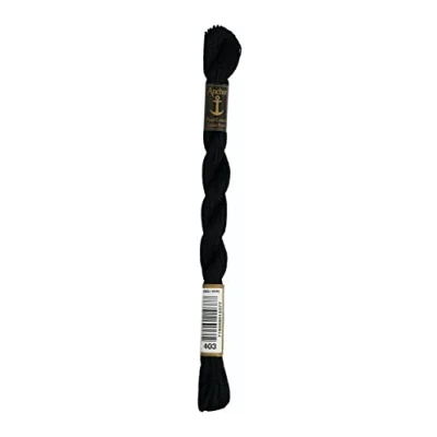 Abbildung von Anchor Perlgarn Stärke 5 4585000 00403 schwarz Stickgarn, 100 % Baumwolle, 5g Strängchen