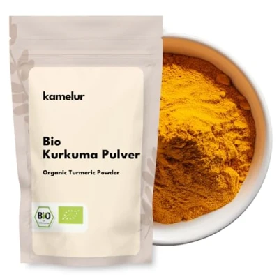 Abbildung von Kamelur Bio Kurkuma Pulver 1kg Curcuma aus kontrolliert biologischem Anbau reines Kurkumapulver ohne jegliche Zusätze in biologisch abbaubaerer Verpackung