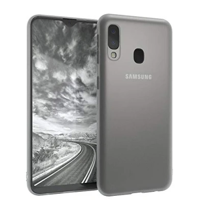 Abbildung von EAZY CASE Handyhülle Silikon mit Kameraschutz kompatibel Samsung Galaxy A20e in Transparent Matt Ultra dünn, Slimcover, Silikonhülle, Hülle, Softcase, Backcover