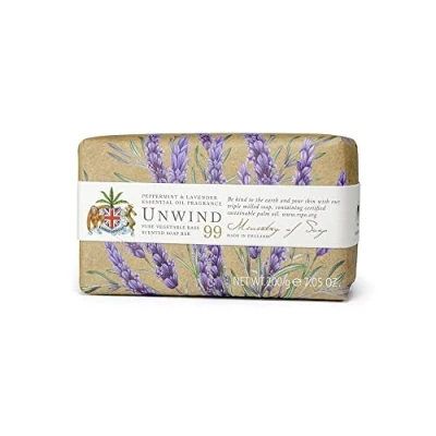 Abbildung von Ministry of Soap Natural Wellbeing Wrapped Unwind, Naturally Coloured, Triple Milled Soap, Peppermint and Lavender 200g