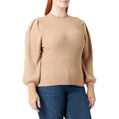 Abbildung von ONLY Onlkatia Highneck Strickpullover Toasted coconut melange, Damen, Größe: Large, melange