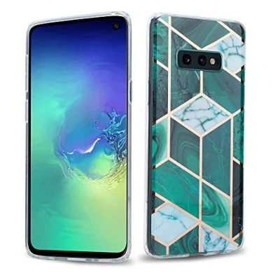 Abbildung von Cadorabo Hülle kompatibel mit Samsung Galaxy S10 4G Schutzhülle TPU Silikon Case Marmor Design Slim Kratzfest Weiche Gummi Rundumschutz für in Grün