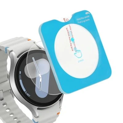 Abbildung von kwmobile 2X Schutzglas kompatibel mit Samsung Galaxy Watch 7 44mm Folie Hart Glas Schutzfolie für Smartwatch Displayschutz Fitness Tracker Transparent
