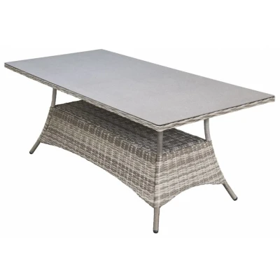 Abbildung von Gartentisch für 4 6 Personen 180 x 100 cm, Rattan &amp; Keramikplatte, Aschgrau Dublin Jahreszeiten Gartenmöbel