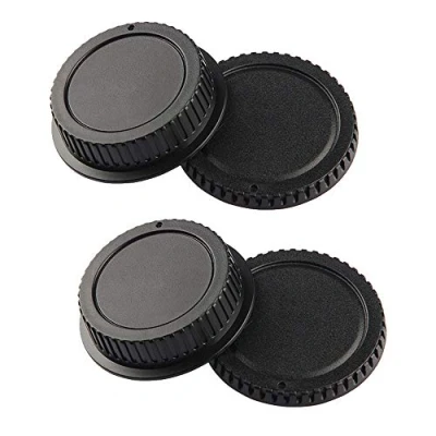 Abbildung von Frontgehäuse und Objektivdeckel Kompatible für Canon T8 T8i T7 T7I T6 T6i T5 T5i SL3 SL2 SL1, 90D 80D 77D 70D 7D 6D Mark II/I, 5D IV/III/II Kit EF S Mount (2 Stück)