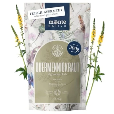 Abbildung von Odermennig Tee Monte Nativo (300g) Odermennigkraut schonend getrocknet lose 100% natürlich und ohne Zusatzstoffe Aromatischer Kräutertee für einen köstlichen Aufguss