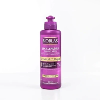 Abbildung von Bioblas Collagen &amp; Keratin Styling Pflegecreme 250ml Wirksam gegen Haarausfall, Volumen Reparatur 7/24 Pflege