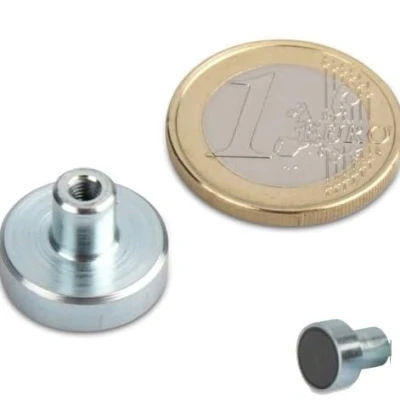 Abbildung von 10 x Ferrit Flachgreifer Ø 16,0 mm 4,5 mit Gewindebuchse M3 6 hält 1,8 kg Stück Topfmagnete Gewinde Buchse (Innengewinde)