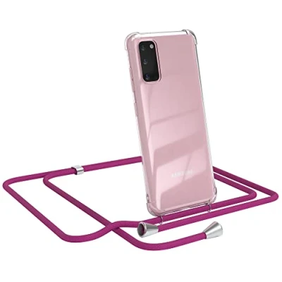 Abbildung von EAZY CASE Handykette kompatibel mit Samsung Galaxy S20 / 5G Handyhülle Umhängeband, Handykordel Schutzhülle, Silikonhülle, Hülle Band, Stylische Kette für Smartphone, Pink