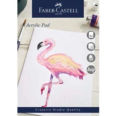 Abbildung von Faber Castell Creative Studio Acryl Papierblock, A3, gummiert, 240 g/m², 15 Blatt