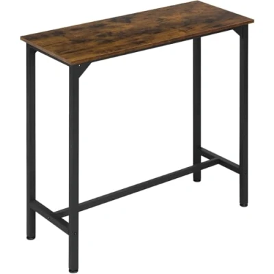 Abbildung von EUGAD Bartisch schwarz, Stehtisch, Küchentisch, Bar Tisch schmal, Konsolentisch, Flurtisch, Beistelltisch hoch, für Bistro Kücheninsel, aus Holzwerkstoff Metall, 100x100x40cm