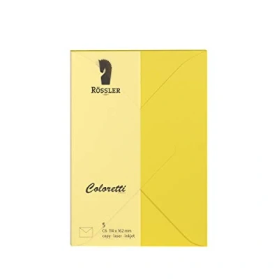 Abbildung von Rössler Briefumschläge Coloretti VE=5 Stück C6 goldgelb