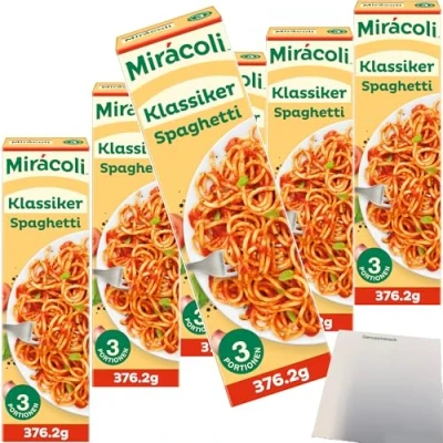 Abbildung von usy Bundle für Miracoli Spaghetti mit Tomatensauce Klassiker 3 Port. Packung 6er Pack (6x376,2g) + Block