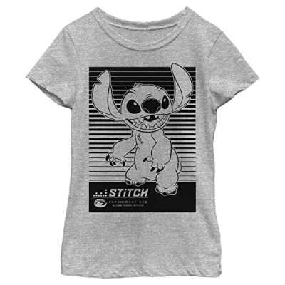Abbildung von Disney Lilo &amp; Stitch Liner Girl&#039;s Crew Tee, Athletic Heather, X Small