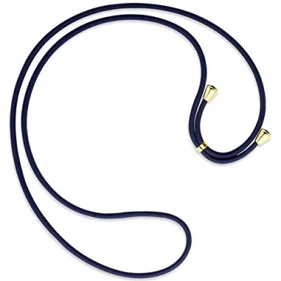 Abbildung von mtb more energy® Ersatz Band für Handykette dunkelblau inklusive Endkappen (Gold) hochwertige Austausch Kordel Seil Kette