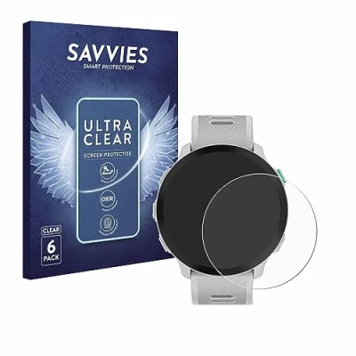 Abbildung von Savvies 6 Stück Schutzfolie für Garmin Forerunner 55 Displayschutz Folie Ultra Transparent