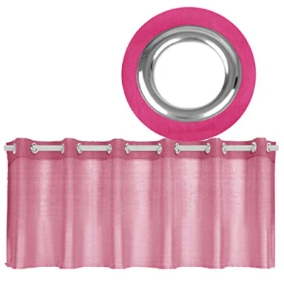 Abbildung von Ösen Bistrogardine in B160cm x L60cm, transparente Uni Scheibengardine Voile vielen erhältlich (pink Fuchsia)