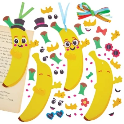 Abbildung von Baker Ross FN174 Banane Mix &amp; Match Lesezeichen Sets 8er Pack zum Welttag des Buches für Kinder