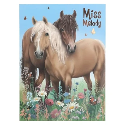 Abbildung von Depesche 12933 Miss Melody Briefpapier Set in Mappe, mit Pferde Motiv und Blumen, inkl. Briefblättern, Umschlägen Sticker