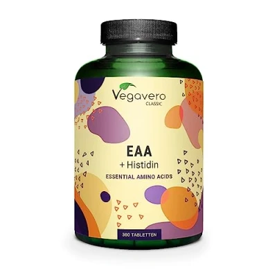 Abbildung von EAA Tabletten Vegavero® 100% Natürlich nicht synthetisch Alle 8 inkl. BCAA (2:1:1) + Histidin Vegan 1000 mg Aminosäuren pro Einheit Ohne Zusätze 300 Stück