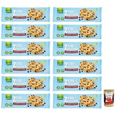 Abbildung von Gullón Choco Chips Senza Zuccheri,Kekse mit Schokoladenstückchen Zuckerfreie,Packung 150g + Italian Gourmet Polpa di Pomodoro 400g Dose