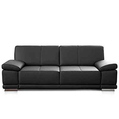 Abbildung von CAVADORE 2,5 Sitzer Sofa Corianne / Kleine Echtleder Couch im modernen Design Mit Armteilverstellung 192 x 80 99 schwarz