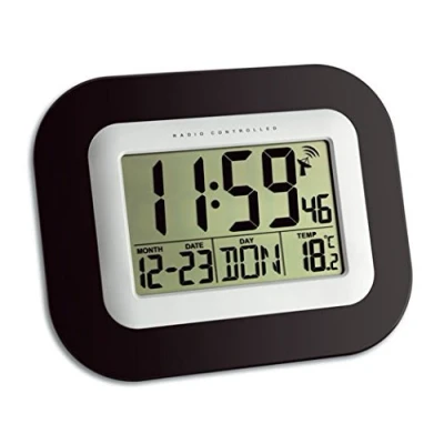 Abbildung von TFA Dostmann 60.4503 Digitale Funk Wanduhr (schwarz mit Batterien)