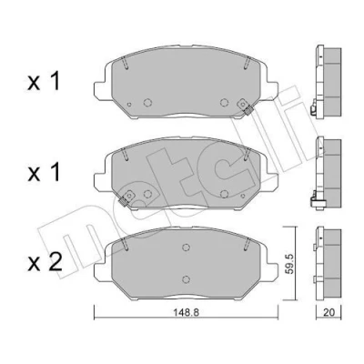 Abbildung von METELLI 22 1163 0 Bremsbelagsatz mit akustischer Verschleißwarnung HYUNDAI: i30 III Fastback, Kombi, Schrägheck
