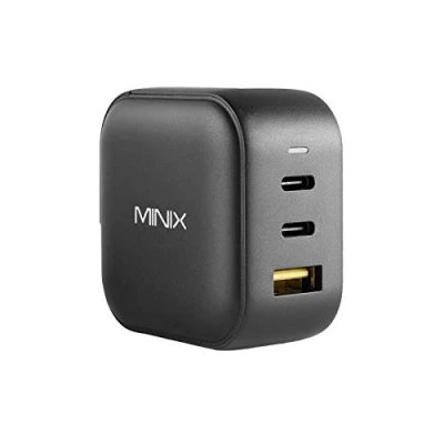 Abbildung von MINIX 66W Turbo 3 Port GaN Wandladegerät 2 X USB C Schnellladegerät, 1 A Schnellladung 3.0, kompatibel mit MacBook Pro Air, iPad Pro, iPhone 14, Max XR XS SE2, Galaxy und mehr (NEO P1).