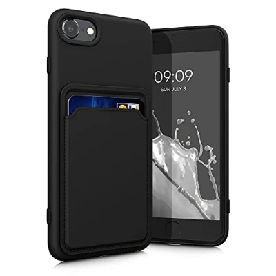 Abbildung von kwmobile Handyhülle kompatibel mit Apple iPhone SE (2022) / (2020) 8 7 Hülle Handy Cover Fach für Karten in Schwarz
