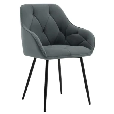 Abbildung von WOLTU Esszimmerstuhl, Küchenstuhl, Stuhl Esszimmer Wohnzimmer, ergonomischer Sessel, Armlehnstuhl, Polsterstuhl, Sitzfläche aus Samt, Metallbeine, Dunkelgrau,EZS02dgr 1