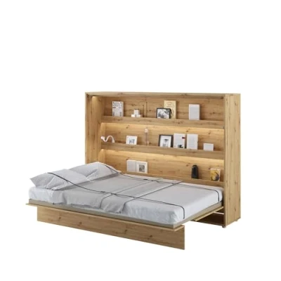 Abbildung von MEBLINI Schrankbett Bed Concept Wandbett mit Lattenrost Klappbett Schrank Wandklappbett Murphy Bettschrank BC 04 140x200cm Horizontal Artisan Eiche Matratze