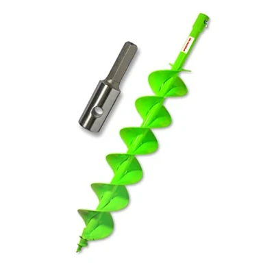 Abbildung von WERHE Profi Bohrer für Erdbohrer 120 mm Pfahlbohrer Brunnenbohrer präzise Bohrspitze Doppelspiral Hartmetall eco Farbe mit Hex Adapter