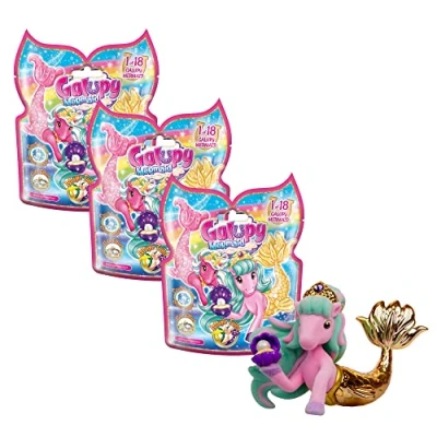 Abbildung von GALUPY Mermaid 3er Pack Einhorn Spielzeug mit Meerjungfrauenflosse, 3X Figuren Swarovski Kristall, 18 Verschiedene zum Sammeln