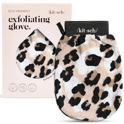 Abbildung von Kitsch Deep Exfoliating Glove, Eco Friendly Body Scrubber, Dead Skin Remover &amp; Scrubber Exfoliator, Scrub Mitt for Cell Renewal, Gloves Shower, Leopard