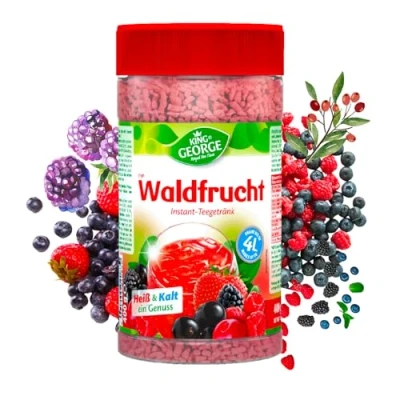 Abbildung von KING GEORGE Waldfrucht Instant Teegetränk 12 x 400g Waldbeere Instantteegetränk mit Vitamin C Krümeltee Vorteilspack Getränkpulver, Erfrischungsgetränk &amp; Durstlöscher für Sommer