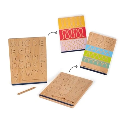 Abbildung von small foot Schreibtafel Set „Educate“ aus Holz, Schreiben Lernen mit Schwungübungen, für Kinder ab 5 Jahren, 12560