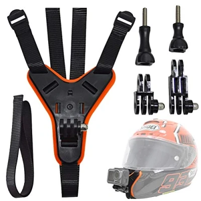 Abbildung von Motorradhelm Kinnhalterung für GoPro, Integralhelm Backenhalterung, Gurt mit Verlängerung, Dreharm Kits, kompatibel GoPro Hero 10/9/8/7/6/5 Action Kameras