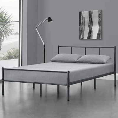 Abbildung von en.casa Metallbett, »Laos« Bettgestell Stahlrahmen 120x200 cm Dunkelgrau, matt